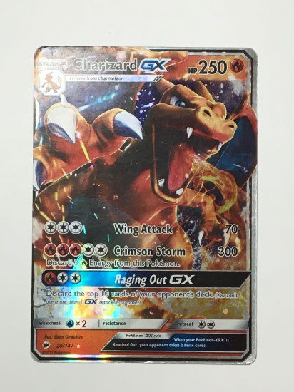 Charizard Gx 20/147 Holo Rare In Top Loader Pokemon Card