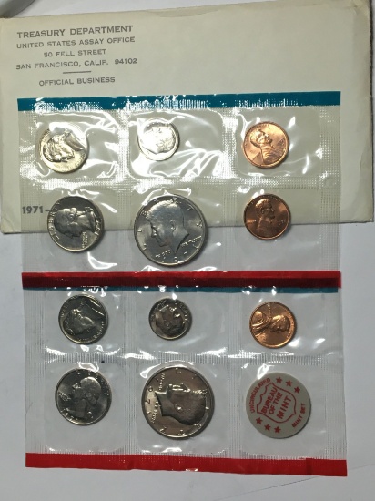 U S A Mint Set 1971 P And D 11 Coin Set With 1971 S Penny