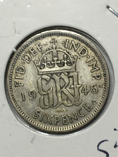 Silver Six Pence British 1946