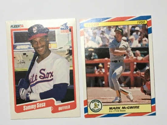 Sammy Sosa And Mark Mcguire 1988 And 1990 Baseball Cards Mint In Top Loaders