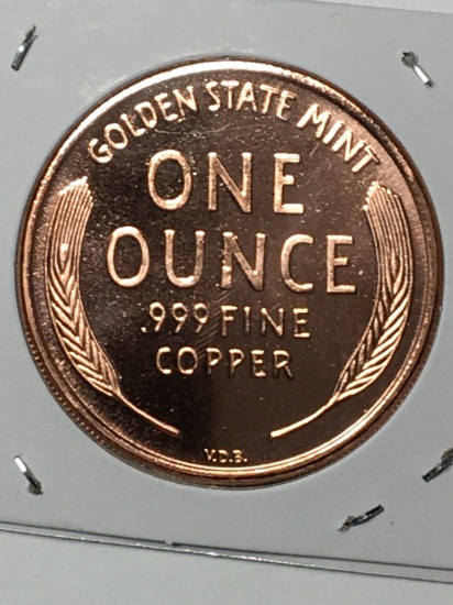 Copper Buillion Round 1909 S