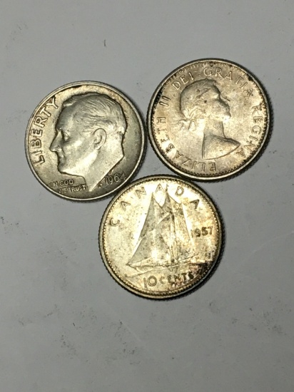 Silver Dime Lot 2 Canada One Us
