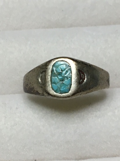 Sterling Silver Antique Native Turquise Ring Needs Repair