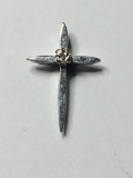 Sterling Silver Vintage Cross With Natural Diamond