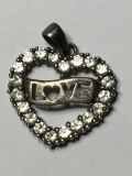 Sterling Silver .925 Vintage Love Heart Pendant 2.6 Grams