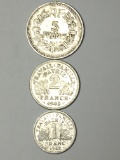 France Aluminum Coin Collector Lot 1942 1 Franc 1943 2 Franc And 1947 5 Franc
