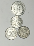 France And German Cluminum Coins 1935 1921 1943 And 1944