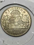 Silver Florin 1944 Australia Mint Error Struck On Pited Dies