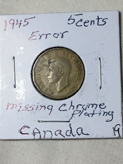 1945 Canadian 5 Cent Error