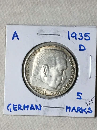 1935 D German 5 Marks