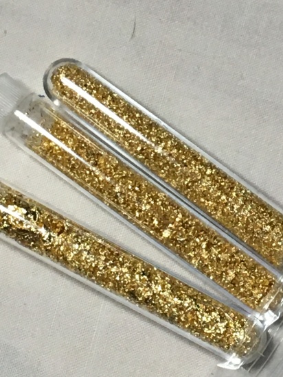 (3) Vials Of Guilded Gold Flake