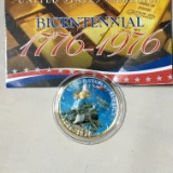 24kt Gold Plated 1776-1976 Kennedy Colorized Half Dollar Honoring United Stated Bicentennial