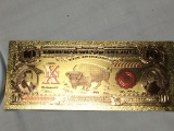 $10.00 24k Gold Plated Bison Note