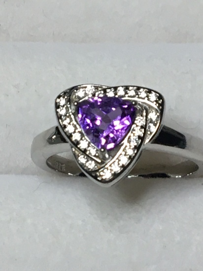 .925 14 Kt White Gold Overlay Exquisite  A A A Jewelry Store Quality Unheated Natural Amethyst 