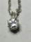 Sterling Silver Necklace And Synthetic Diamond Pendant Like New