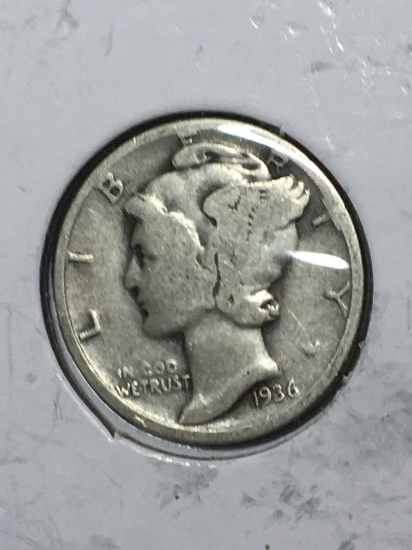 Mercury Silver Dime 1936 90% Silver