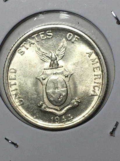 U S A Filipines 50 Centavos Silver Coin Gem High Grade Blazing White 1944 S