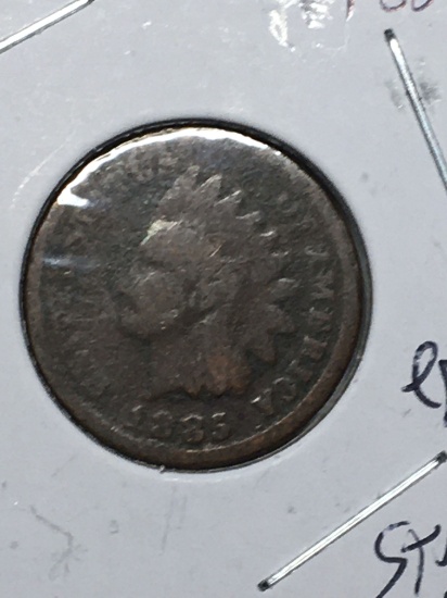 Indian Cent 1885 Error Struck On Thin Planchet