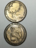 North American Big Game Copper Collector Coins Elk And Mountain Lion