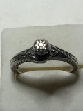 Antique Sterling Silver Natural Diamond Ring Very Old