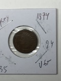 Indian Cent 1874 Key Date Nice