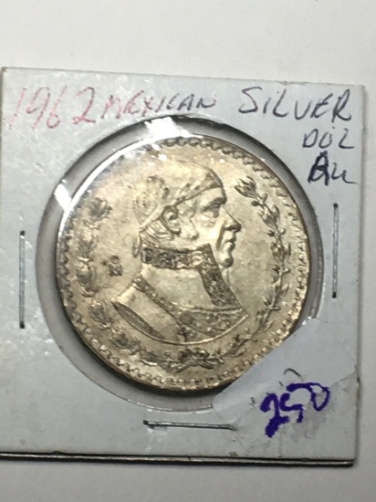 1962 Mexican Silver Dollar Un Peso