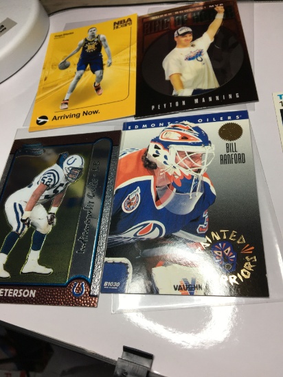 (5) Sports Trading Cards  Peyton Manning  Goga Bitadze  Mike Peterson  Bill Ranford   Nhl 1977-78