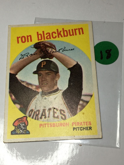 1959 Rookie Card Ron Blackburn  Pittsburg Pirates 