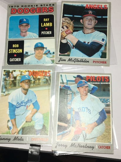 (4) 1970  Baseball Cards Ray Lamb  Bob Stinson  Jim Mcglothlin Manny Mota   Jerry Mcnertney