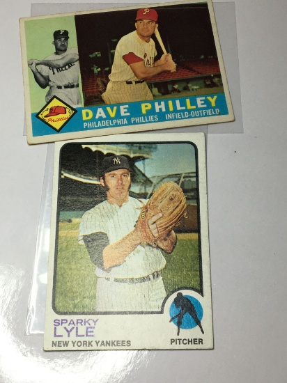 (2) Baseball Trading Cards  1960 Topps Dave Philley    1973 Sparky Albert Walter Lyle
