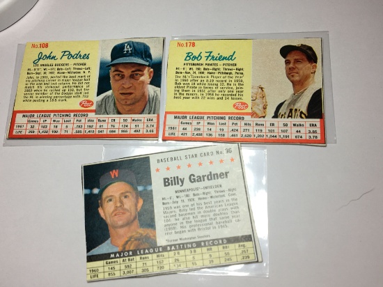 (3) 1961 Minneapolis Billy Gardner  1962 Pittsburgh Bob Friend  1962 Dodgers John Podres