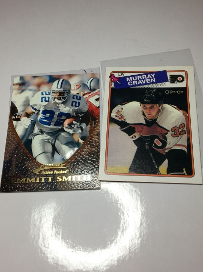 (2) Sports Cards Philadelphia Flyers Murray Craven  Dallas Cowboys Emmitt Smith