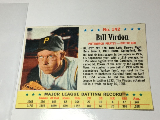 1963 Pittsburgh Pirates Outfielder Bill Virdon