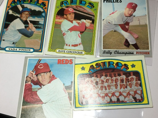 (5) Cards  Astros Team Card  Tommy Helms  Billy Champion  Dave Concepcion  Vada Pinson