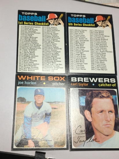 2 BASEBALL CHECKLIST SERIES 1, SERIES 5,  WHITE SOX JOE HORLEN,  BREWERS CARL TAYLOR  