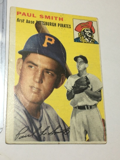 1954 Pittsburgh Pirates 1st Baseman Paul Smith Creased Card