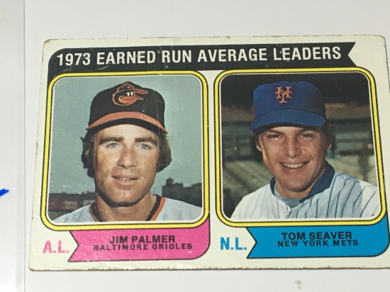 1974 2 Hall Of Famers Card American League Orioles Jim Palmer  National League Mets Tom Seaver
