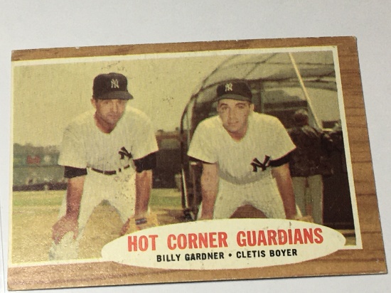 1962 Topps Hot Corner Guardians Card   Billy Gardner      Cletis Boyer