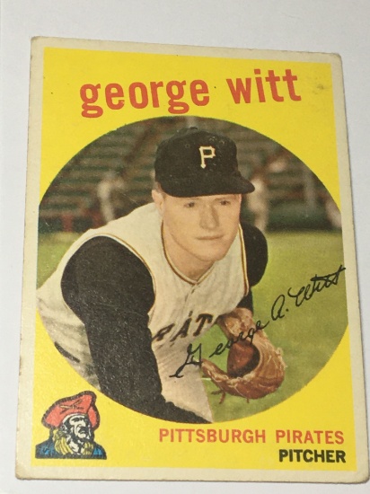 1959 Rookie Card Pittsburgh Pirates Pitcher George Witt
