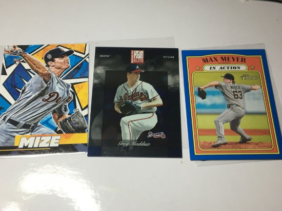 (3) 2002 Braves Pitcher Greg Maddux 2021  Detroit Pitcher Casey Mize   2021 Max Meyer