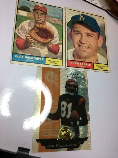 (3)sports Cards  1996 President's Reserve Carl Pickens  Dodgers Norm Larker  Phillies Clay Dalrymple
