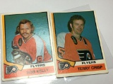 (2) 1974-75 Nhl  Cards Philadelphia Flyers Terry Crisp   Bob Kelly