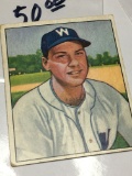 1950 Bowman Gum Card Washington Senators Outfielder Clyde Vollmer