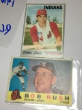 (2) 1970 Cleveland Indians Short Stop Eddie Leon      Milwaukee Braves Pitcher Bob Rush