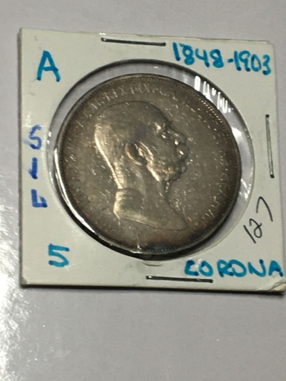 1848-1903 Austria 5 Corona, Large Coin