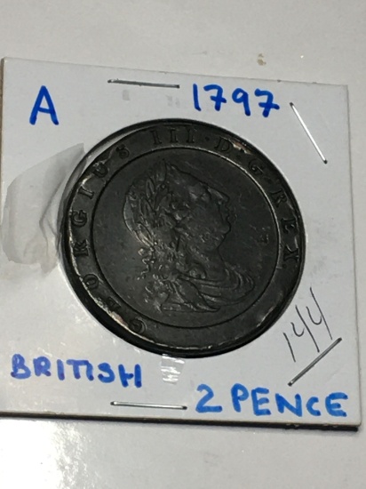 1797 British George 3rd 2 Pence Cartwheel