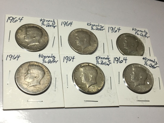 (6) Kennedy Half Dollars