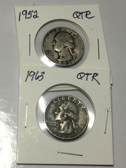 (2) Washington Quarters 1963 & 1952