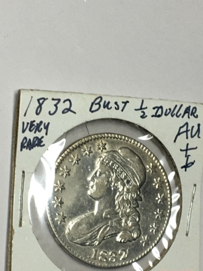 1832 BUST HALF DOLLAR VERY RARE AU++
