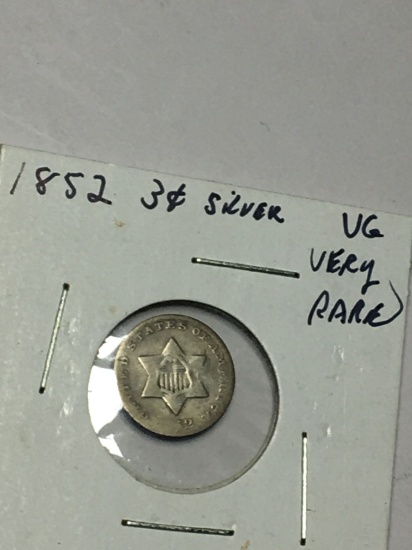 1852 3 CENT NICKEL VERY RARE VERY GOOD